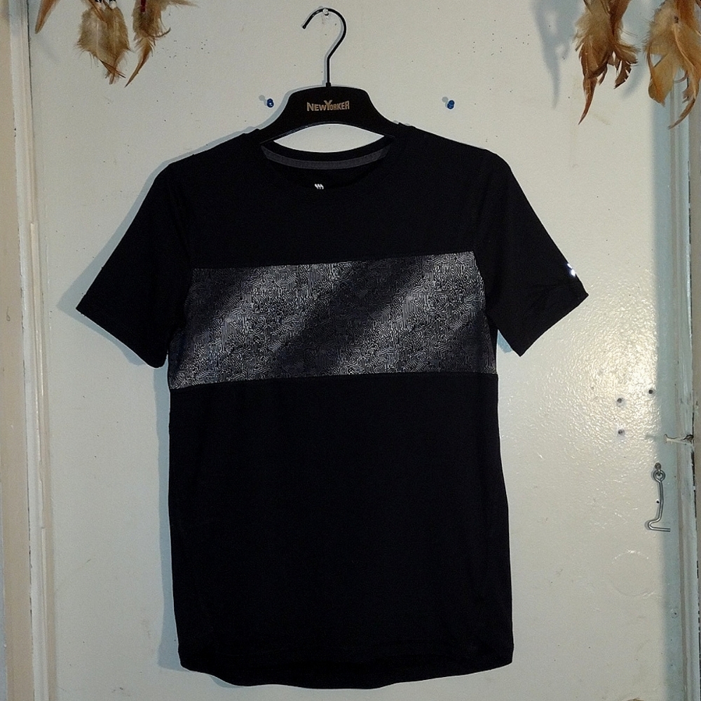 All In Motion™️-Black Tee-Shirt w/ Cooling Fibers & Movable Design In Center